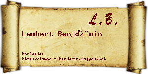 Lambert Benjámin névjegykártya