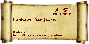 Lambert Benjámin névjegykártya